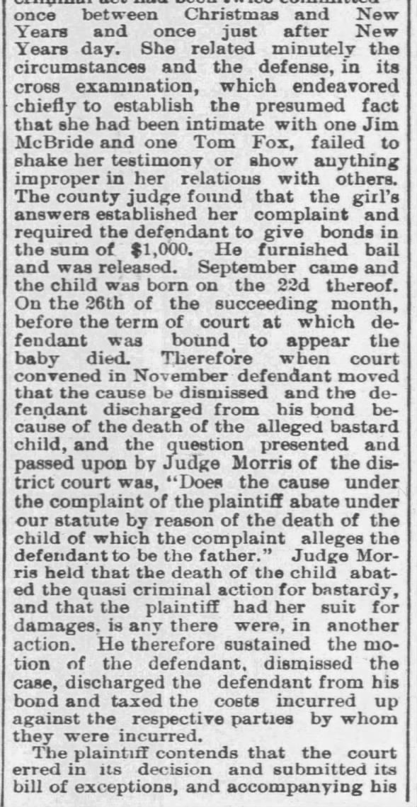 Emma Honisky court case 1890 pt.2